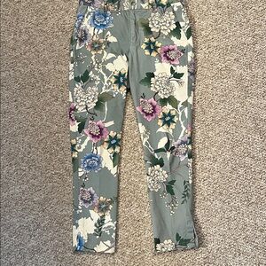Johnny Was Floral Ankle Jeans - Green, White, Purple